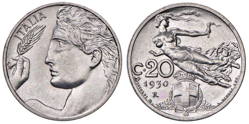 Vittorio Emanuele III (1900-1946) 20 Centesimi 1930 - Nomisma 1283 NI RRR Tiratu...