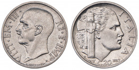 Vittorio Emanuele III (1900-1946) 20 Centesimi 1937 - Nomisma 1295 NI (g 3,92) RRR Tiratura di soli 50 esemplari.
 FDC