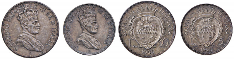 Vittorio Emanuele III (1900-1946) Somalia - 10 e 5 Lire 1925 Prova di stampa - L...