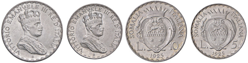 Vittorio Emanuele III (1900-1946) Somalia - 10 e 5 Lire 1925 - Nomisma 1445, 144...
