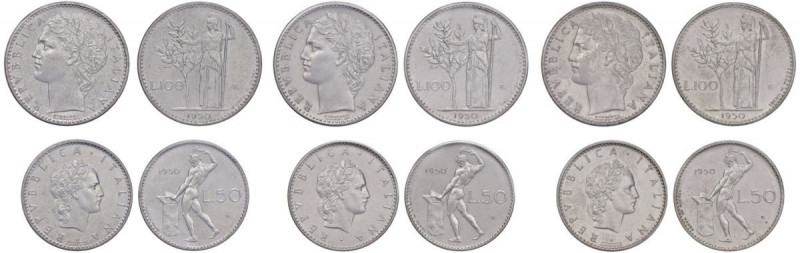 REPUBBLICA ITALIANA Serie di 6 valori da 50 e 100 Lire 1950 Prova - Luppino PP57...