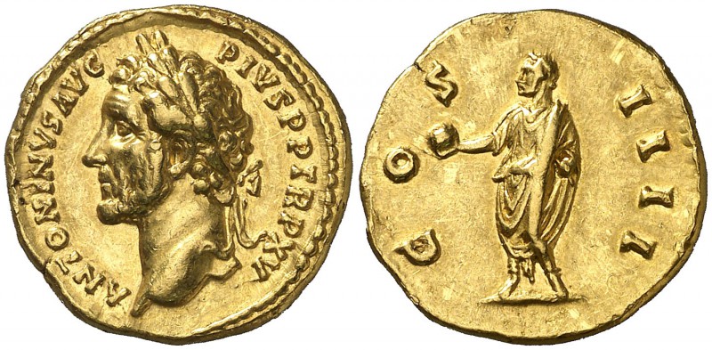 (151-152 d.C.). Antonino pío. Áureo. (Spink 4004) (Co. 305) (RIC. 206) (Calicó 1...