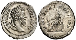 (203 d.C.). Septimio Severo. Denario. (Spink 6334) (S. 461) (RIC. 189b). 3,54 g. Bella. EBC+.