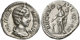 (232 d.C.). Julia Mamaea. Denario. (Spink 8207) (S. 5) (RIC. 331). 3,43 g. Bella. EBC.