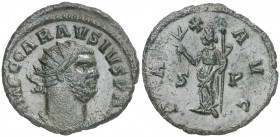 (291-292 d.C.). Carausio. Antoniniano. (Spink 13646 var) (Co. 201) (RIC. 476). 3,52 g. Pátina verde. Escasa. MBC+/EBC-.