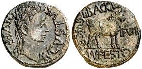 Octavio Augusto. Celsa (Velilla de Ebro). As. (FAB. 810) (ACIP. 3164 var). 14,13 g. EBC-.