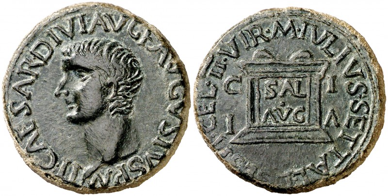 Tiberio. Ilici (Elche). As. (FAB. 1522) (ACIP. 3207). 14,05 g. Pátina verde. EBC...