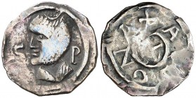 Comtat d'Ausona-Moneda Episcopal. Anónimas del s. X. Vic. Diner. (Cru.V.S. 35) (Cru.C.G. 1850). 1,01 g. Muy rara. MBC.