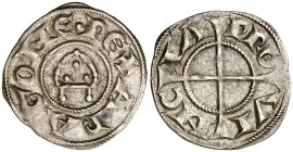 Comtat de Provença. Alfons I (1162-1196). Provença. Diner de la mitra. (Cru.V.S. 168) (Cru.Occitània 94) (Cru.C.G. 2102). 0,91 g. Bella. Escasa. EBC-....