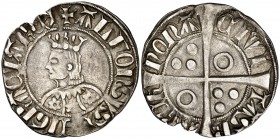 Alfons III (1327-1336). Barcelona. Croat. (Cru.V.S. 366.1) (Cru.C.G. 2184c). 3,13 g. Leve defecto de cospel. (MBC+).