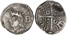 Ferran II (1479-1516). Barcelona. Quart de croat. (Cru.V.S. 1149) (Cru.C.G. 3082). 0,66 g. Escasa. MBC-.