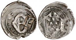Girona. Senyal. (Cru.C.G. 3728a) (Cru.L. 1553). 0,70 g. Contramarca: E. Muy rara. MBC.