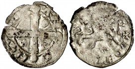 Alfonso IX (1188-1230). Cruz. Dinero. (AB. falta) (Orol falta). 0,76 g. Muy rara. MBC-.