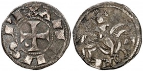Alfonso VIII (1158-1214). Toledo. Dinero. (AB. 179). 0,94 g. Leves concreiones. Rara. MBC.