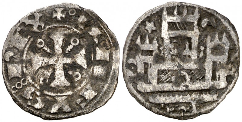 Alfonso VIII (1158-1214). Marca: ¿creciente?. Dinero. 0,78 g. Oxidaciones. Rara....