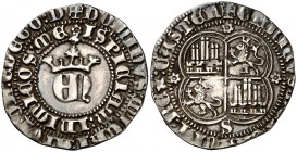 Enrique II (1368-1379). Sevilla. Real. (AB. 406). 2,85 g. MBC+.