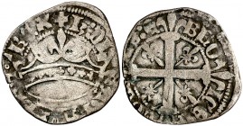 Carlos el Malo (1349-1387). Navarra. Medio doble. (Cru.V.S. 248). 1,47 g. Algo descentrada. Rara. (MBC).