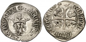 Juan y Blanca (1425-1441). Navarra. Blanca. (Cru.V.S. 254.1) (Cru.C.G. 2950a var). 2,66 g. Escasa. MBC.