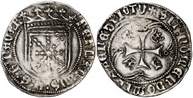 Fernando I (1512-1516). Navarra. Real. (Cru.V.S. 1316.3 var) (Cru.C.G. 3220 var). 3,38 g. La leyenda del reverso empieza a la 1h del reloj. Algo alabe...