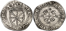 Fernando I (1512-1516). Navarra. Real. (Cru.V.S. 1317.10 var) (Cru.C.G. 3221 var). 3,21 g. La leyenda de reverso empieza a las 7h del reloj. MBC.
