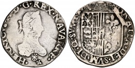 (1572-1589). Baja Navarra. Enrique III. 1 franco. (D. 1399). 13,36 g. Rara. BC+/MBC-.