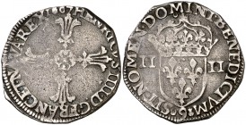1607. Baja Navarra. Enrique III de Navarra, IV de Francia. 1/2 franco. 9,40 g. Escasa. MBC-.