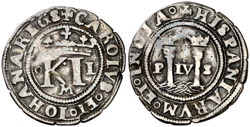 s/d. Juana y Carlos. México. L. 1/2 real. (Cal. 179). 1,56 g. Rara. MBC.