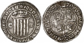 1520. Juana y Carlos. Zaragoza. 1 real. (Cal. 163 var). 3,33 g. Escasa. MBC.