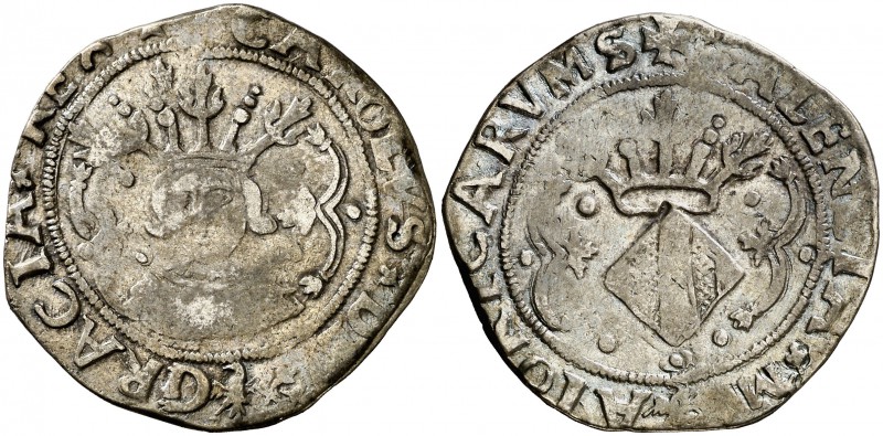 s/d. Carlos I. Valencia. 4 rals. (Cal. 28) (Cru.C.G. 4147e). 10,07 g. Ex Colecci...