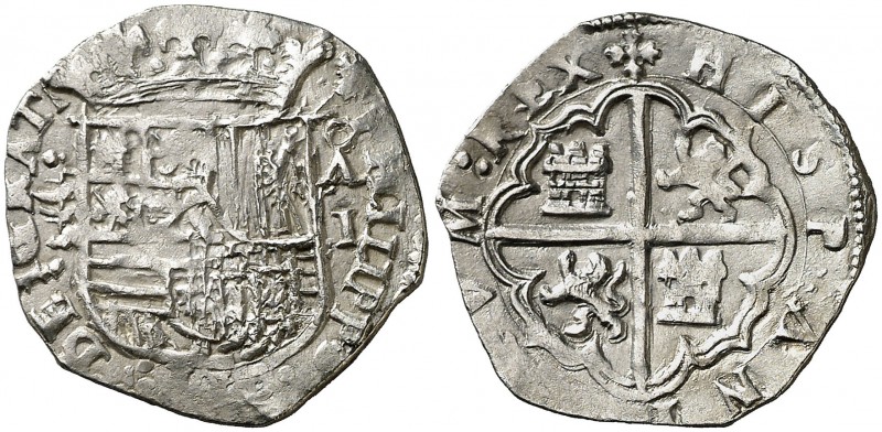 s/d. Felipe II. Valladolid. . 1 real. (Cal. 688 var). 3,27 g. Limpiada. Buen eje...