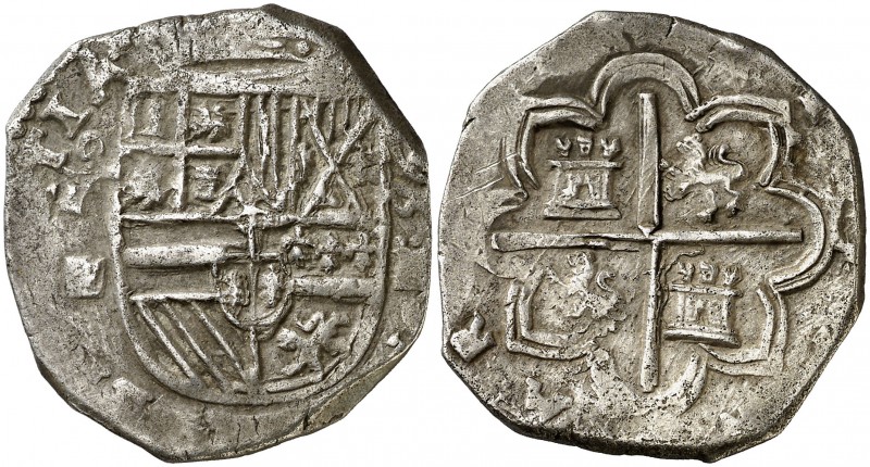 1593/2. Felipe II. Segovia. . 4 reales. (Cal. 360). 13,57 g. Buen ejemplar. Ex Á...