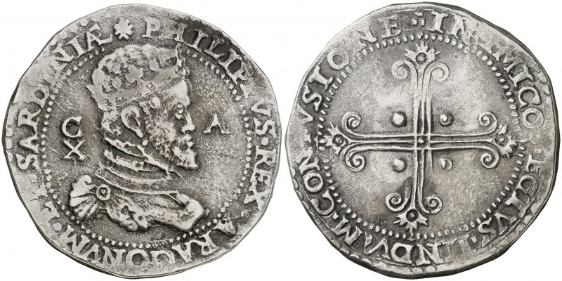 s/d. Felipe II. Cagliari. 10 reales. (Vti. 396) (Cru.C.G. 4289) (MIR. 40) (Dav. ...