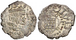 s/d. Felipe III. Girona. 1 diner. (Cal. 689) (Cru.C.G. 3738 var). 0,60 g. La parte visible de la leyenda del reverso presenta irregularidades, la C al...