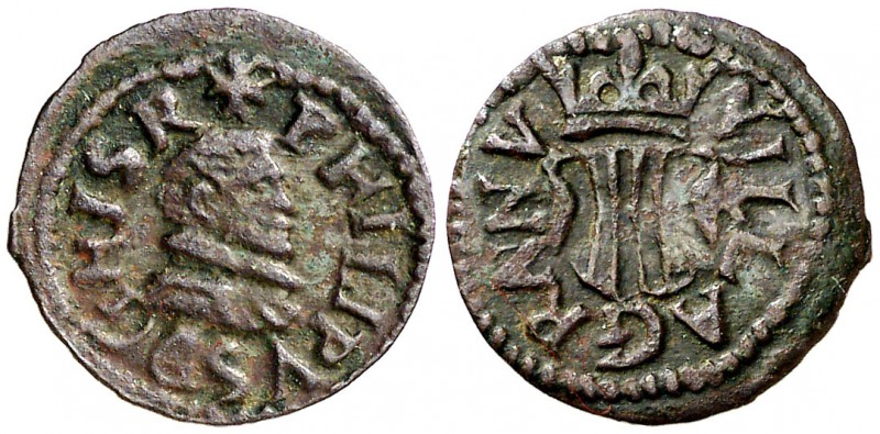 s/d. Felipe III. Granollers. 1 diner. (Cal. 694) (Cru.C.G. 3742). 0,73 g. Atract...
