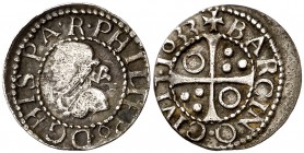1633. Felipe IV. Barcelona. 1/2 croat. (Cal. 1134) (Cru.C.G. 4419c). 1,58 g. Rara. MBC.
