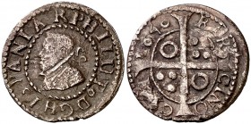 1640. Guerra dels Segadors. Barcelona. 1 croat. (Cal. 116) (Cru.C.G. 4541). 2,94 g. Pátina oscura. Rara. MBC-.