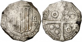 16(40 ó 41). Guerra dels Segadors. Girona. 5 rals. (Cal. tipo 34). 12,69 g. Felipe IV. Rara. MBC-.