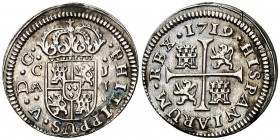1719. Felipe V. Cuenca. JJ. 1/2 real. (Cal. 1733). 1 g. PHILIPPUS. Atractiva. EBC-/EBC.