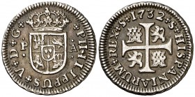 1732. Felipe V. Sevilla. PA. 1/2 real. (Cal. 1929). 1,44 g. Buen ejemplar. Escasa así. MBC+.