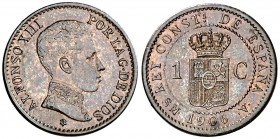 1906*6. Alfonso XIII. SMV. 1 céntimo. (Cal. 76). 0,94 g. Rara. EBC-.