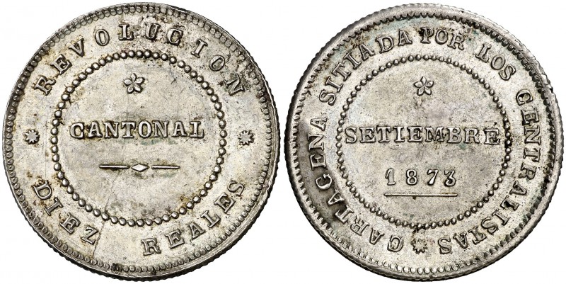1873. Revolución Cantonal. Cartagena. 10 reales. (Cal. 7). 13,91 g. Leves golpec...