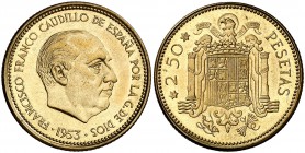 1953*1968. Estado Español. 2,50 pesetas. (Cal. 70). 7,03 g. Rara. Proof.