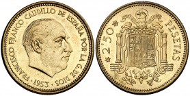 1953*1969. Estado Español. 2,50 pesetas. (Cal. 71). 6,95 g. Rara. Proof.