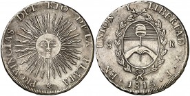 1815. Argentina. Provincias del Río de la Plata. Potosí. F. 8 reales. (Kr. 14). 26,53 g. AG. Muy escasa. MBC+.