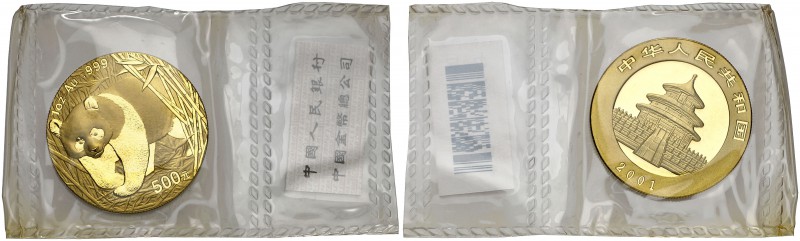 2001. China. 500 yuan. (Fr. B14) (Kr. 1371). 31,10 g. AU. Panda. Proof.