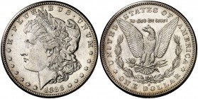 1888. Estados Unidos. S (San Francisco). 1 dólar. (Kr. 110). 26,65 g. AG. Parte de brillo original. Rara. EBC-/EBC.