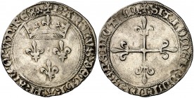 Francia. Carlos VII (1422-1461). Gros de Roi. (D. 518). 3,31 g. AG. MBC+.