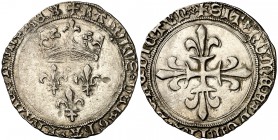 Francia. Carlos VII (1422-1461). Montpellier. Gros de Roi. (D. 518A). 3,46 g. AG. MBC+.
