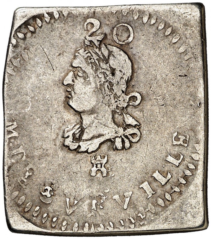 s/d (1709). Francia. Luis XIV. Tournai. 20 sols. (Maillet 14.PCXII). 6,53 g. AG....