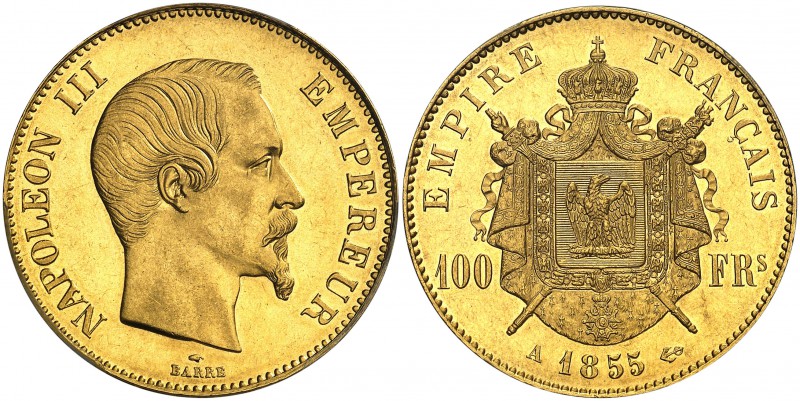 1855. Francia. Napoleón III. A (París). 100 francos. (Fr. 569) (Kr. 786.1). AU. ...